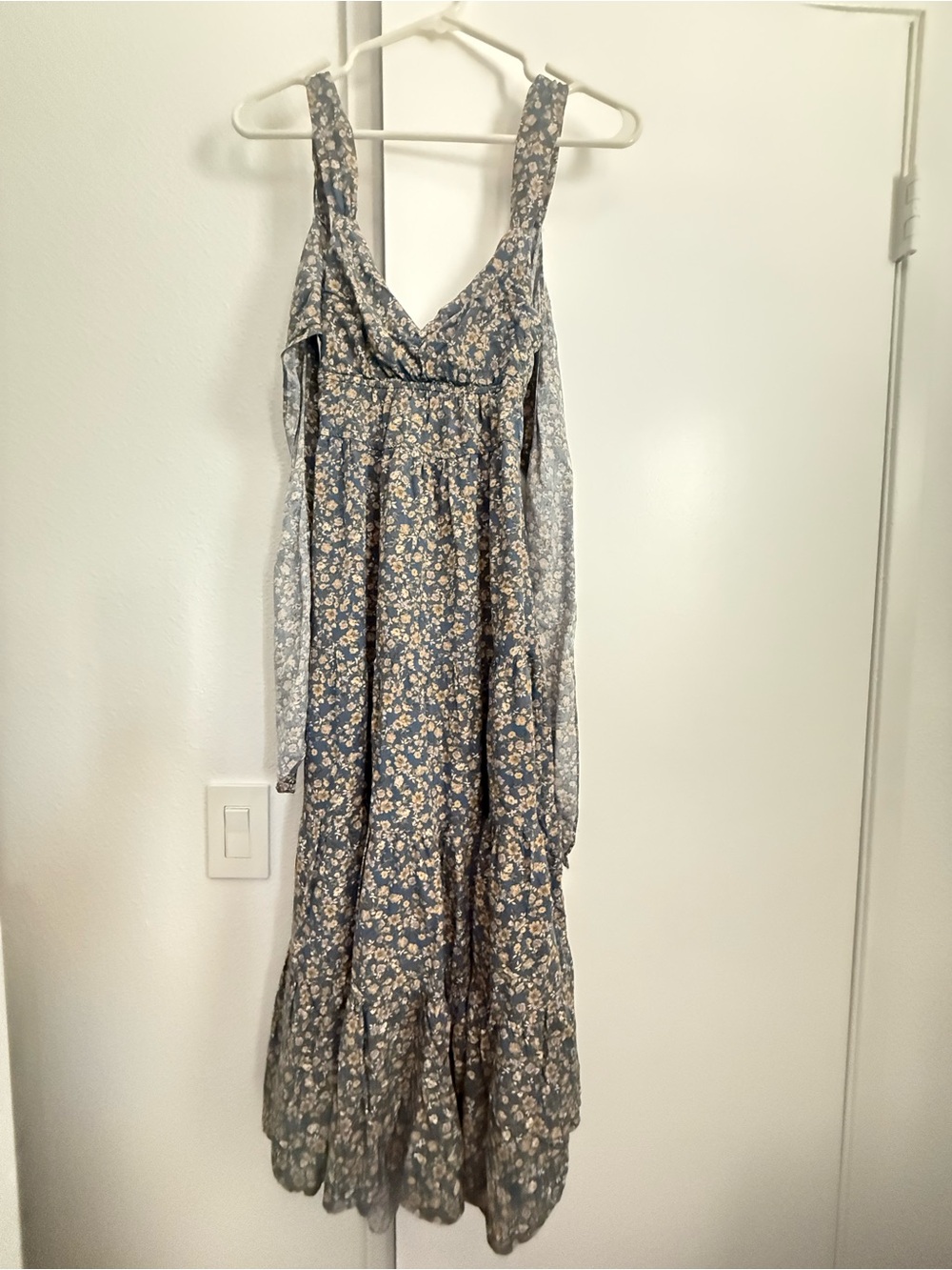 Vici Blue Floral Maxi Dress with Cream Print